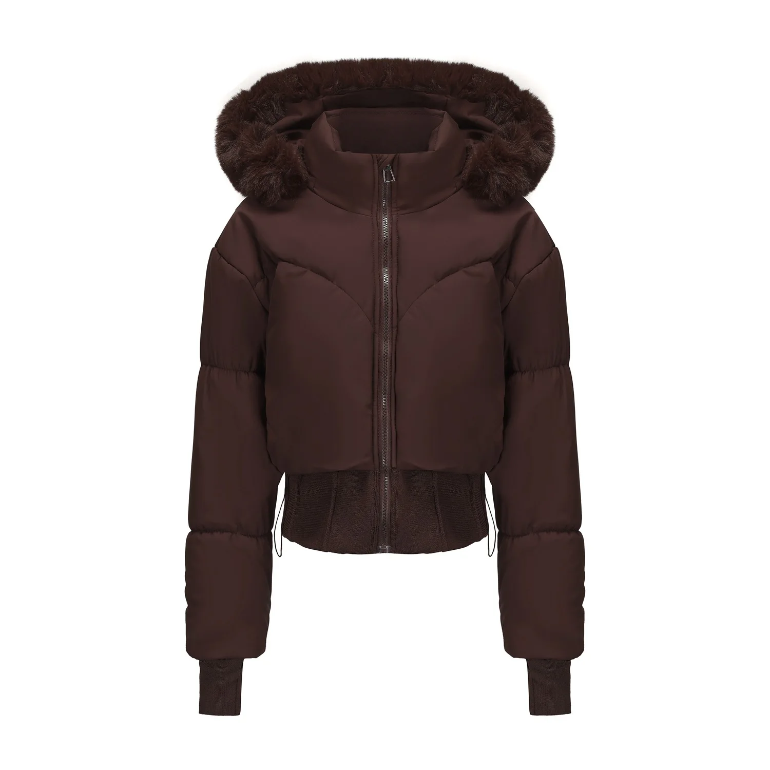 Parkas Women Short Coats Hooded Zipper Full Sleeve Thick Warm Y2k Streetwear Elegant Splice Work Coat Autumn Winter 2025