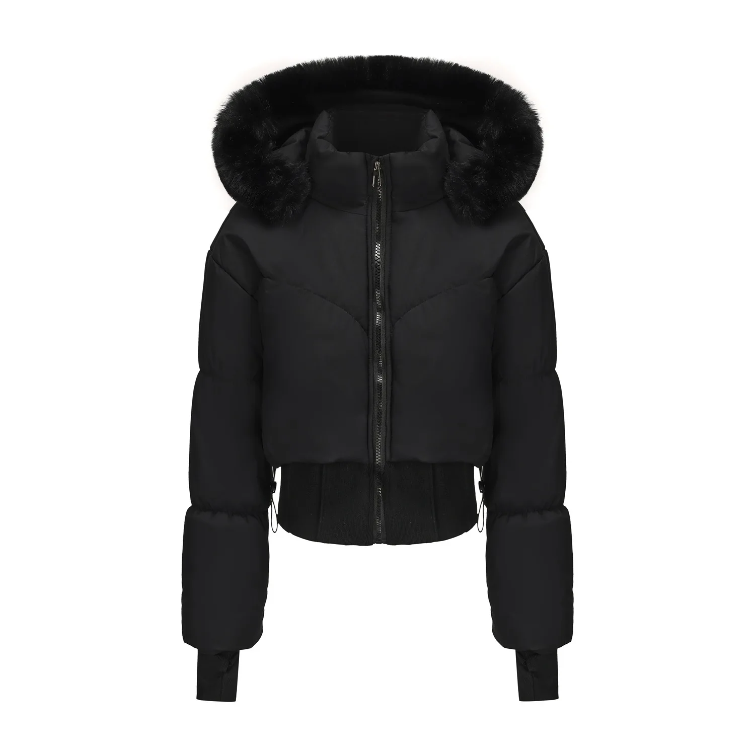 Parkas Women Short Coats Hooded Zipper Full Sleeve Thick Warm Y2k Streetwear Elegant Splice Work Coat Autumn Winter 2025