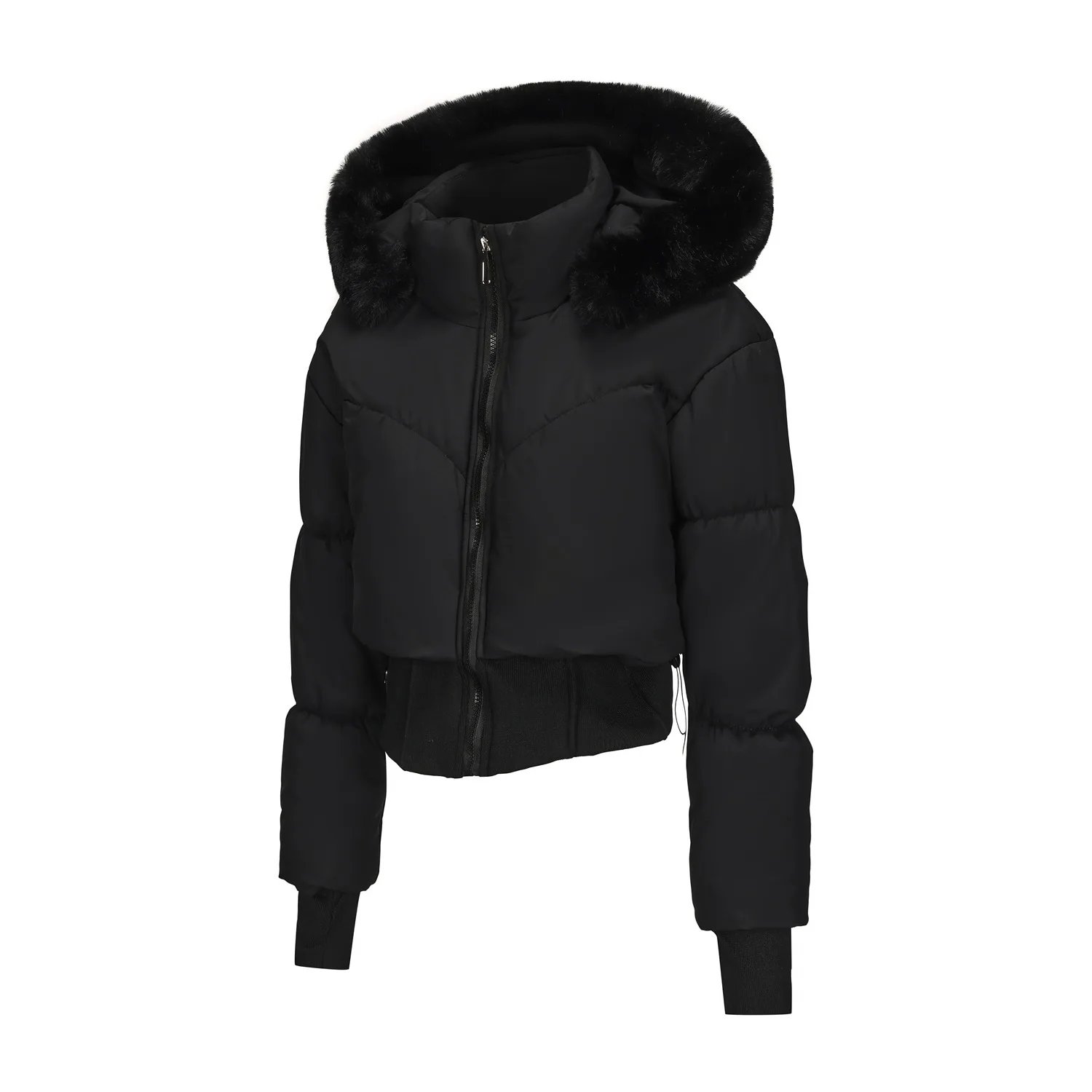 Parkas Women Short Coats Hooded Zipper Full Sleeve Thick Warm Y2k Streetwear Elegant Splice Work Coat Autumn Winter 2025