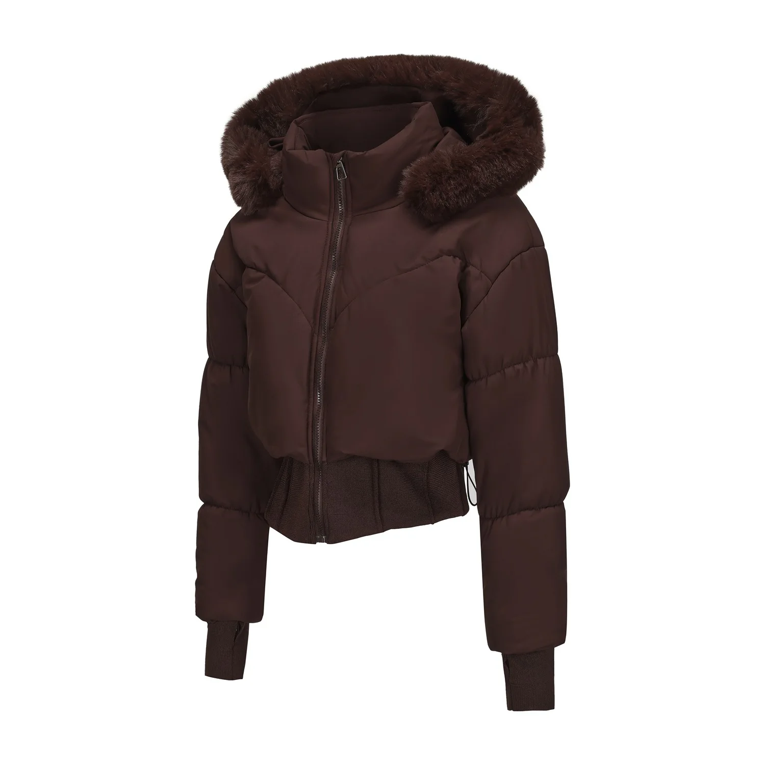 Parkas Women Short Coats Hooded Zipper Full Sleeve Thick Warm Y2k Streetwear Elegant Splice Work Coat Autumn Winter 2025