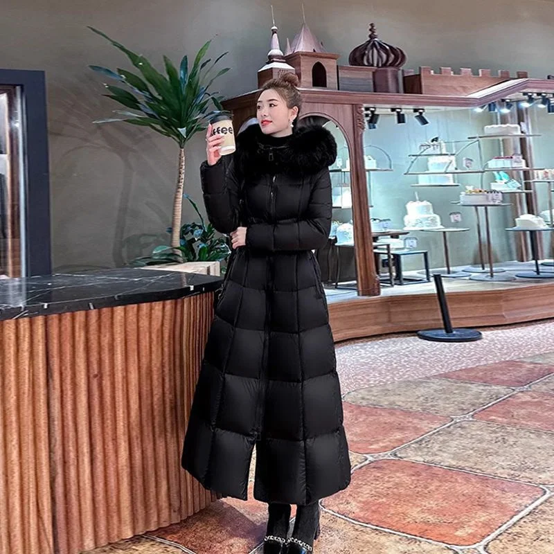Fashion Fur Collar Down Coat Women Parkas Winter 2026New Windbreaker Long Warm Cotton Padded Coat Korean Outwear Ladies Tide Top