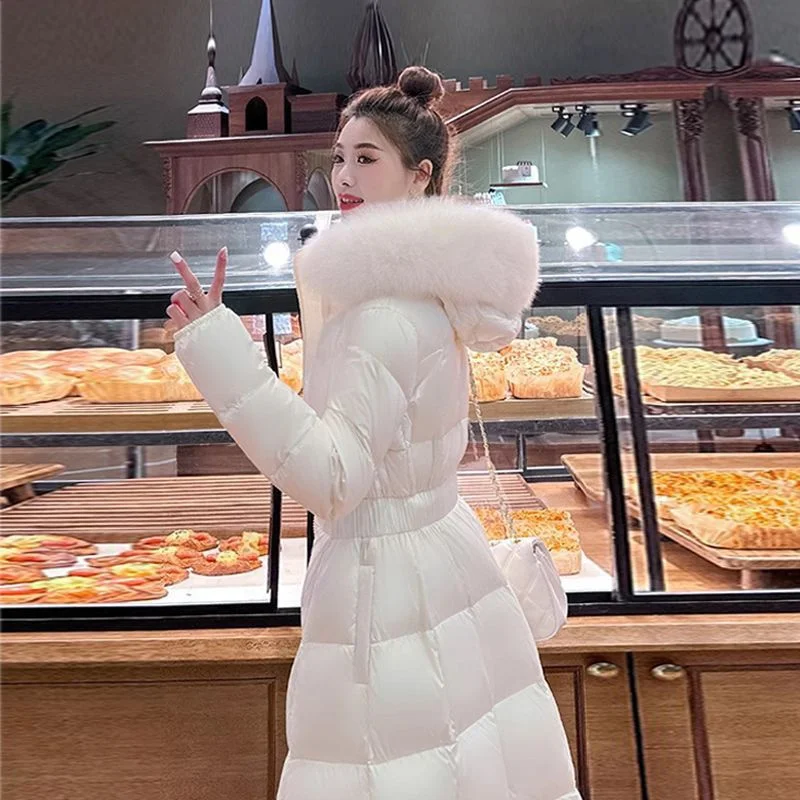 Fashion Fur Collar Down Coat Women Parkas Winter 2026New Windbreaker Long Warm Cotton Padded Coat Korean Outwear Ladies Tide Top
