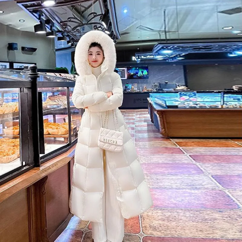 Fashion Fur Collar Down Coat Women Parkas Winter 2026New Windbreaker Long Warm Cotton Padded Coat Korean Outwear Ladies Tide Top