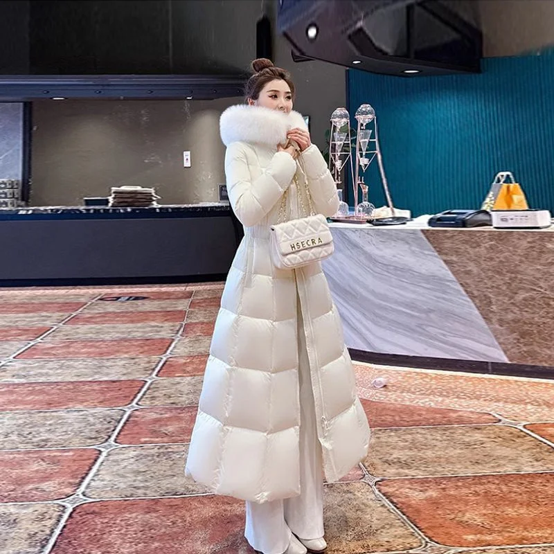 Fashion Fur Collar Down Coat Women Parkas Winter 2026New Windbreaker Long Warm Cotton Padded Coat Korean Outwear Ladies Tide Top