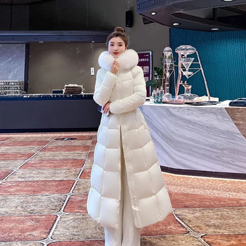 Fashion Fur Collar Down Coat Women Parkas Winter 2026New Windbreaker Long Warm Cotton Padded Coat Korean Outwear Ladies Tide Top