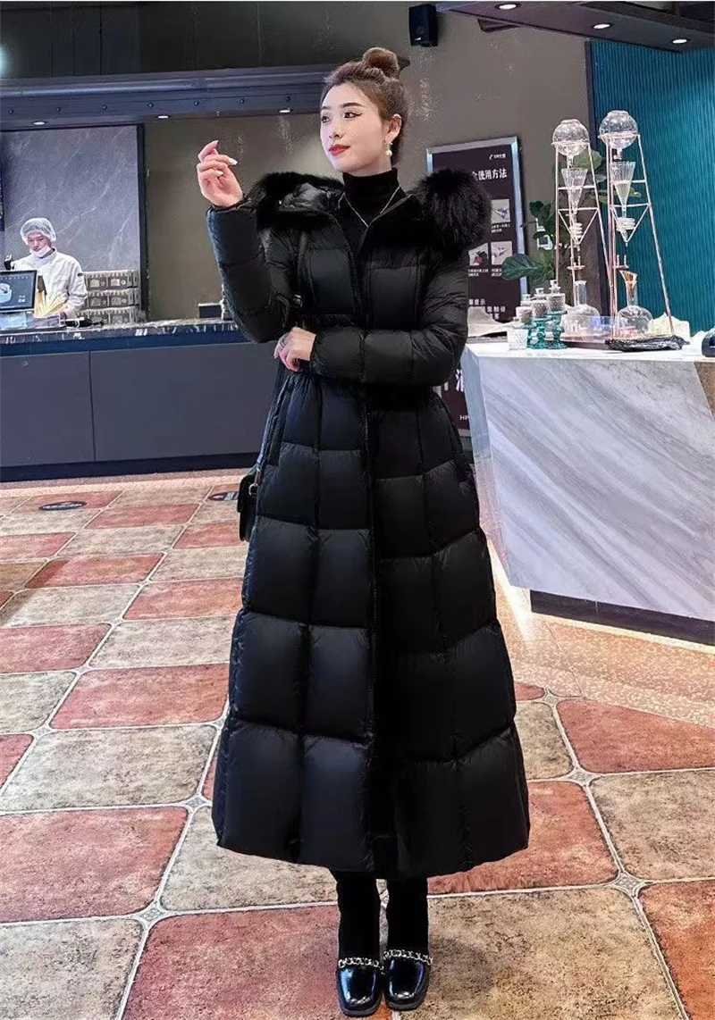Fashion Fur Collar Down Coat Women Parkas Winter 2026New Windbreaker Long Warm Cotton Padded Coat Korean Outwear Ladies Tide Top