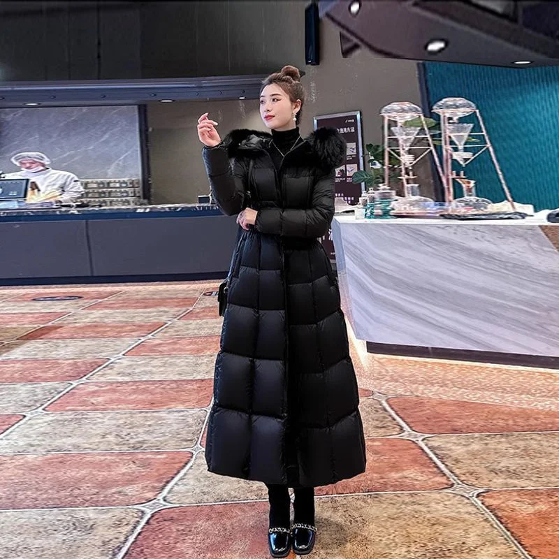 Fashion Fur Collar Down Coat Women Parkas Winter 2026New Windbreaker Long Warm Cotton Padded Coat Korean Outwear Ladies Tide Top