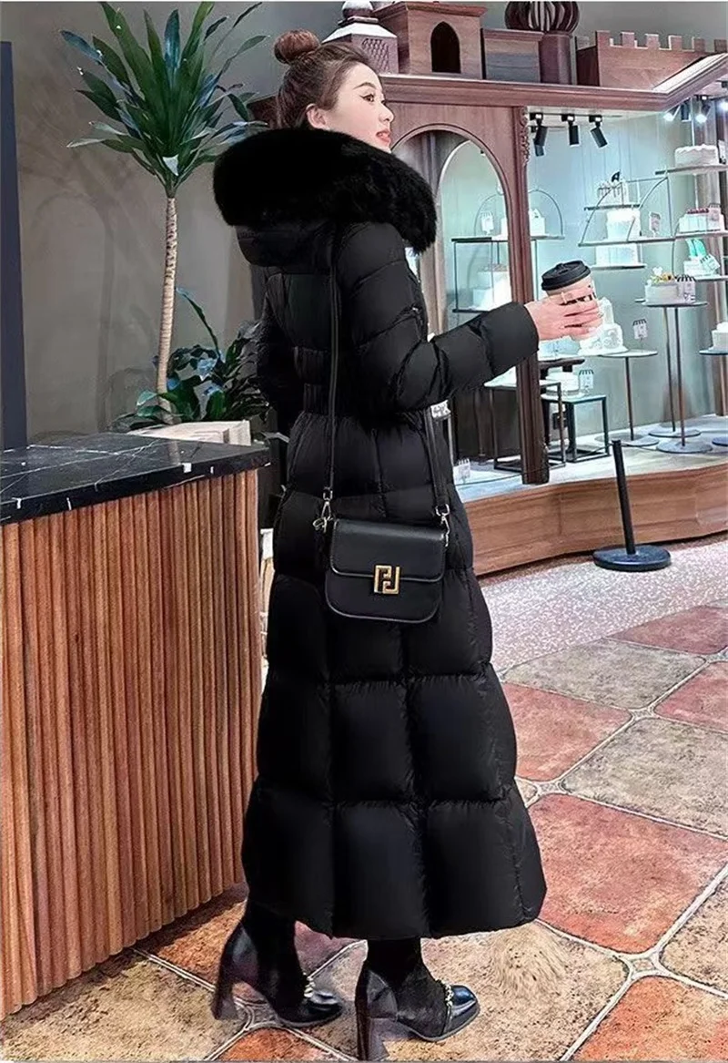 Fashion Fur Collar Down Coat Women Parkas Winter 2026New Windbreaker Long Warm Cotton Padded Coat Korean Outwear Ladies Tide Top