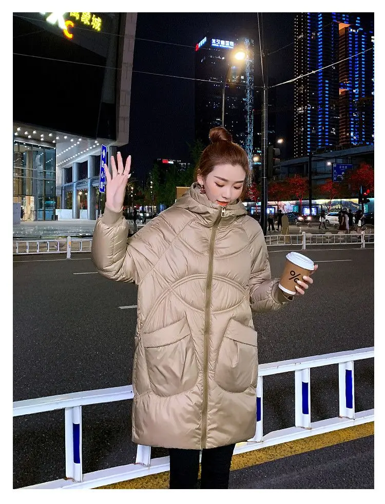 Women Warm Down Cotton Padded Loose Coat 2026 Autumn Winter Thicken Puffer Jacket Female Hooded Solid Long Sleeve Short Parkas