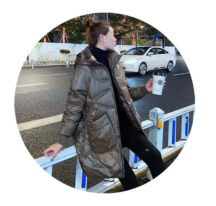 Women Warm Down Cotton Padded Loose Coat 2026 Autumn Winter Thicken Puffer Jacket Female Hooded Solid Long Sleeve Short Parkas