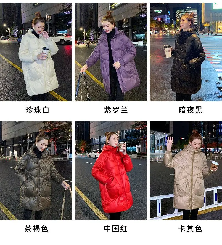 Women Warm Down Cotton Padded Loose Coat 2026 Autumn Winter Thicken Puffer Jacket Female Hooded Solid Long Sleeve Short Parkas