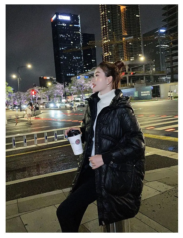 Women Warm Down Cotton Padded Loose Coat 2026 Autumn Winter Thicken Puffer Jacket Female Hooded Solid Long Sleeve Short Parkas