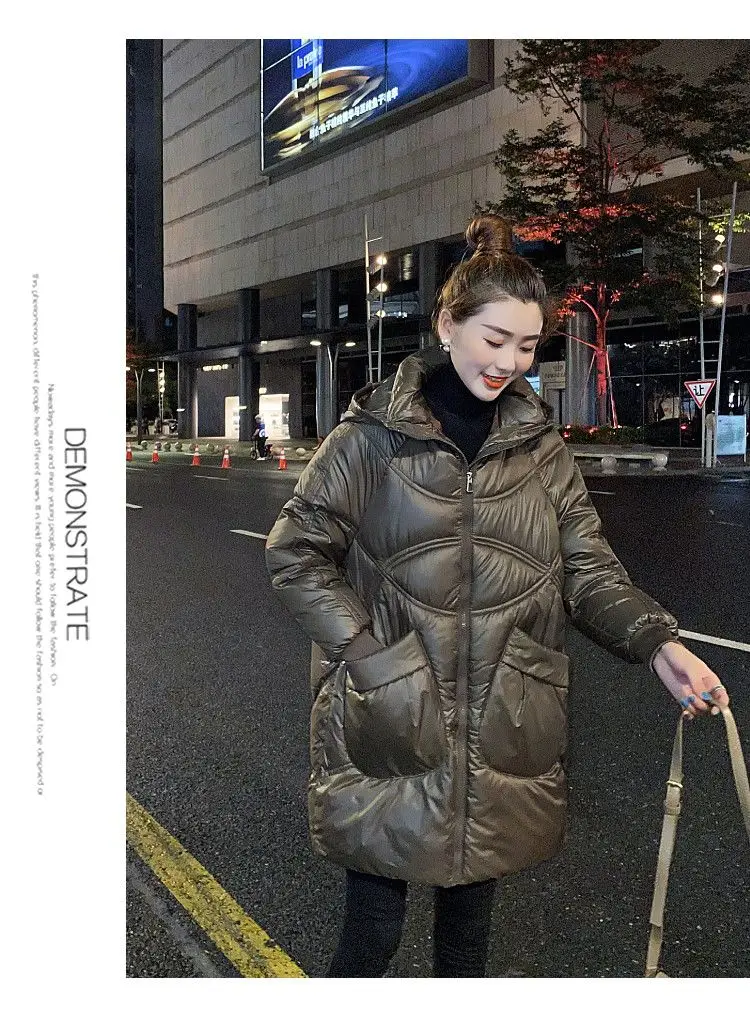 Women Warm Down Cotton Padded Loose Coat 2026 Autumn Winter Thicken Puffer Jacket Female Hooded Solid Long Sleeve Short Parkas