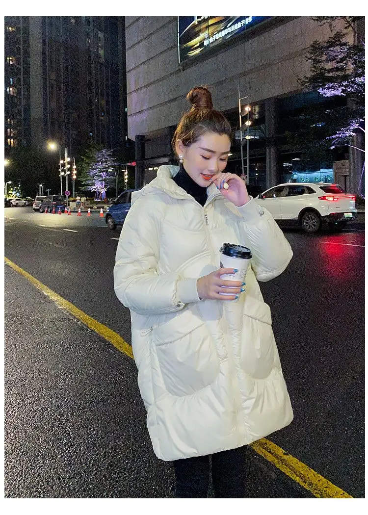 Women Warm Down Cotton Padded Loose Coat 2026 Autumn Winter Thicken Puffer Jacket Female Hooded Solid Long Sleeve Short Parkas