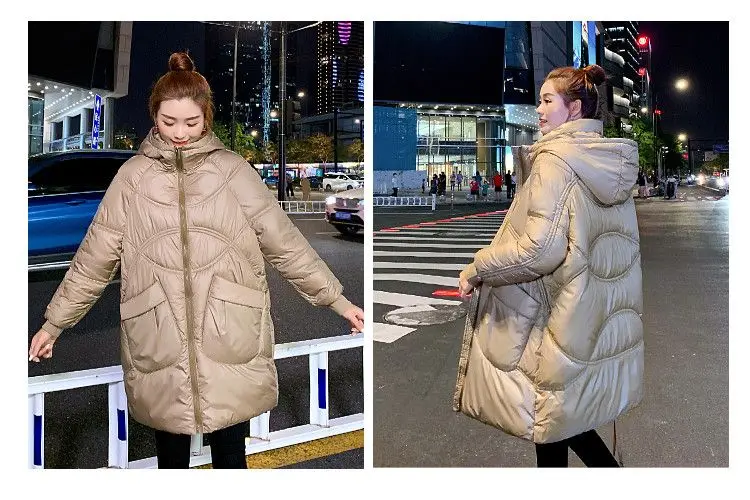 Women Warm Down Cotton Padded Loose Coat 2026 Autumn Winter Thicken Puffer Jacket Female Hooded Solid Long Sleeve Short Parkas