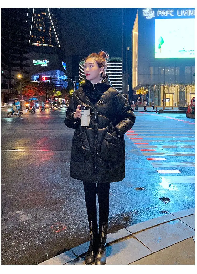 Women Warm Down Cotton Padded Loose Coat 2026 Autumn Winter Thicken Puffer Jacket Female Hooded Solid Long Sleeve Short Parkas
