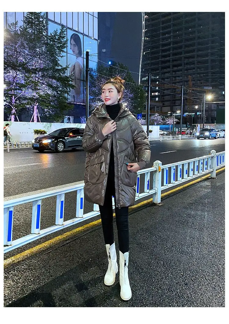 Women Warm Down Cotton Padded Loose Coat 2026 Autumn Winter Thicken Puffer Jacket Female Hooded Solid Long Sleeve Short Parkas
