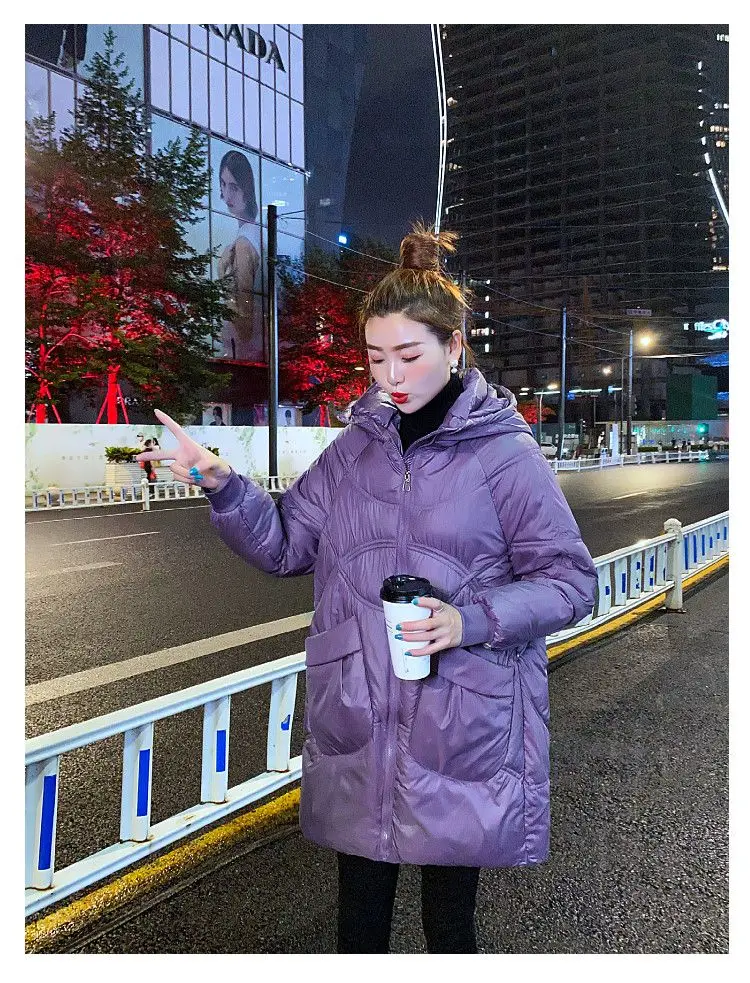 Women Warm Down Cotton Padded Loose Coat 2026 Autumn Winter Thicken Puffer Jacket Female Hooded Solid Long Sleeve Short Parkas