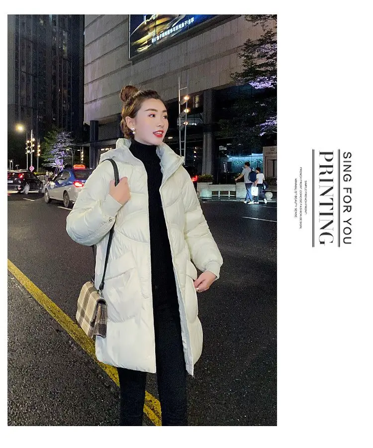 Women Warm Down Cotton Padded Loose Coat 2026 Autumn Winter Thicken Puffer Jacket Female Hooded Solid Long Sleeve Short Parkas