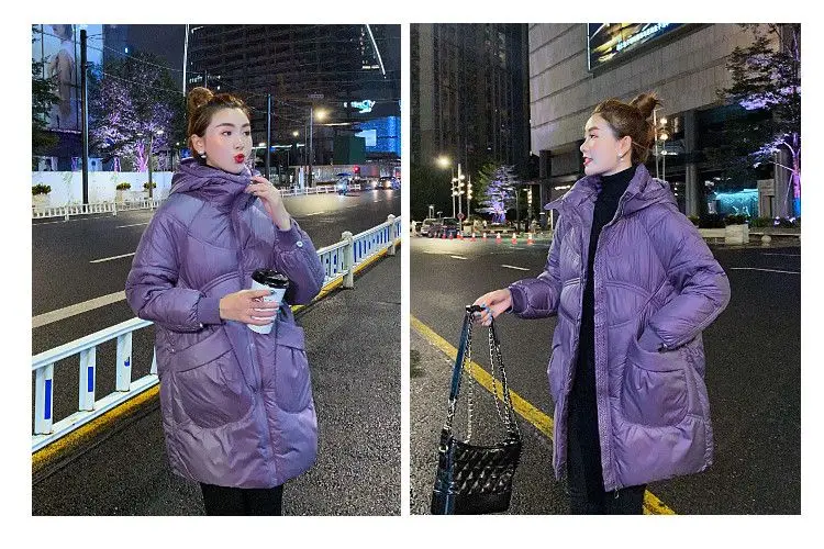 Women Warm Down Cotton Padded Loose Coat 2026 Autumn Winter Thicken Puffer Jacket Female Hooded Solid Long Sleeve Short Parkas