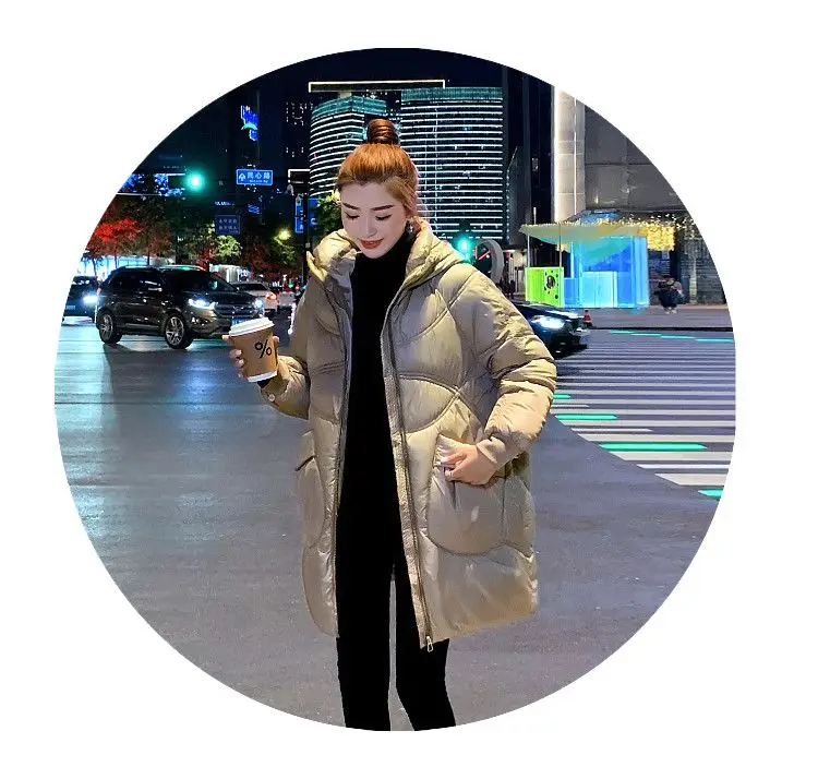 Women Warm Down Cotton Padded Loose Coat 2026 Autumn Winter Thicken Puffer Jacket Female Hooded Solid Long Sleeve Short Parkas