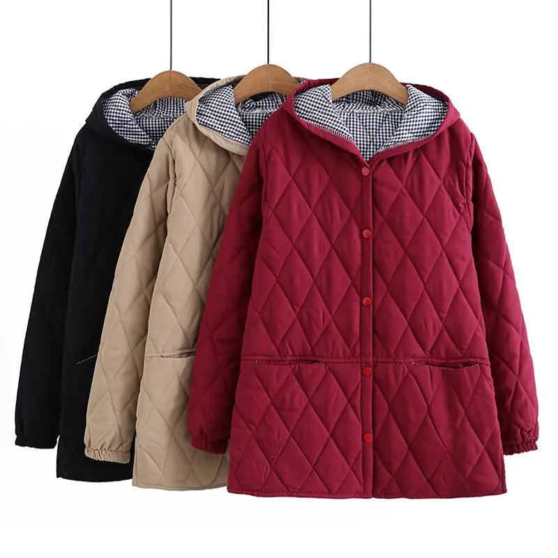 Oversized 7XL Cotton Jacket For Women's Autumn Winter Loose Casual Hooded Coat Female Thicken Cotton-padded Parkas Overcoat