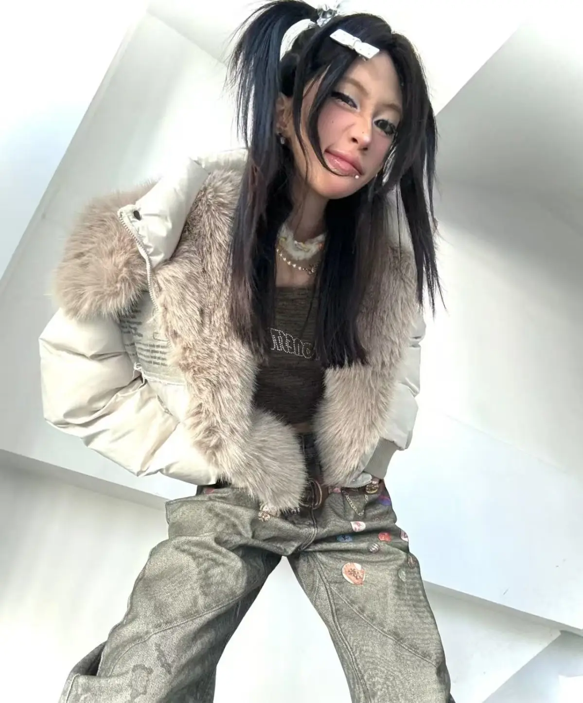 American Vintage Winter Clothes New Fashion Loose Casual Fur Collar Hooded Parkas Harajuku Grunge Streetwear Y2k Jackets Outwear