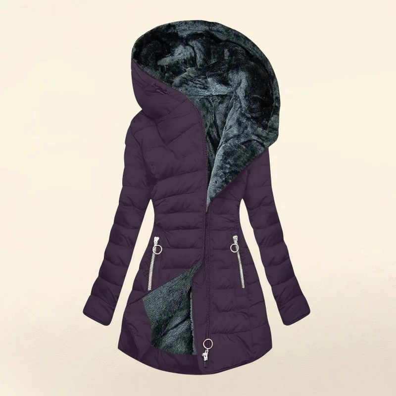 European American New Fashion Women's Solid Color Simple Basic Slim Casual Trendy Daily Hooded Quilted Coats Female Parkas Tops
