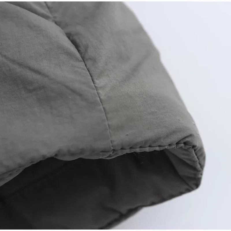 Casual Gray Lace Up Coat Women Cotton V-neck Luxury Pocket 2025 Autumn Thick Jackets Female Chic Street All-match Outwear Tops