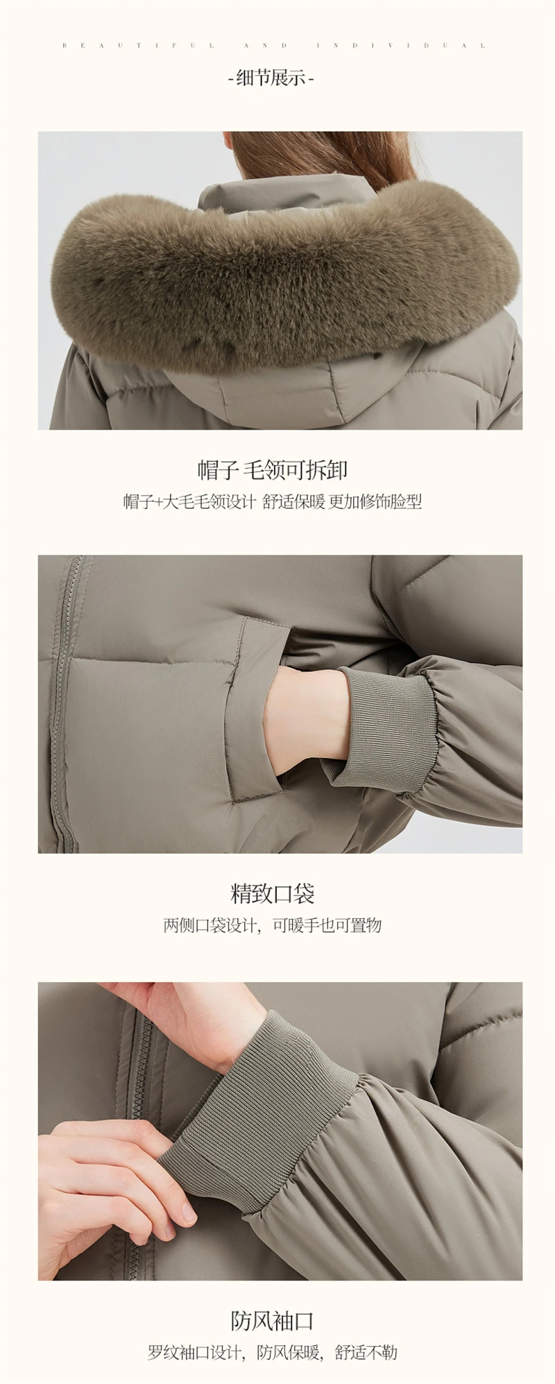 2025 European American New Style Big Fur Collar High Waisted Cotton Padded Jacket Women's Parkas Slim Fit Short Thick Jackets