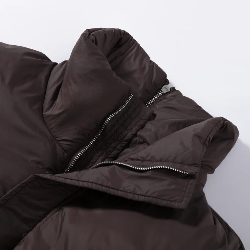 Women's Padded Jackets Hooded Stand Collar Zipper Cropped Coats Winter Female Lantern Sleeves Solid Loose Jacket New Outerwears