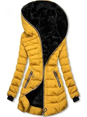 Winter Cotton-padded Clothes Womens Hooded Warm Velvet Cotton-padded Clothes Medium and Long Jackets Black Cotton-padded Jackets