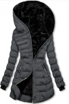 Winter Cotton-padded Clothes Womens Hooded Warm Velvet Cotton-padded Clothes Medium and Long Jackets Black Cotton-padded Jackets