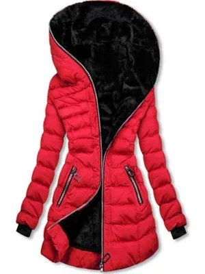 Winter Cotton-padded Clothes Womens Hooded Warm Velvet Cotton-padded Clothes Medium and Long Jackets Black Cotton-padded Jackets