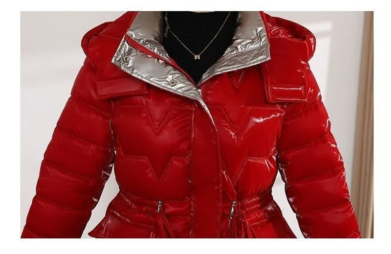 New 2025 Shiny Down Cotton Coat Women Korean Winter Thick Warm Long Hooded Parkas Female Casual Windproof Jackets Ladies Outerwe