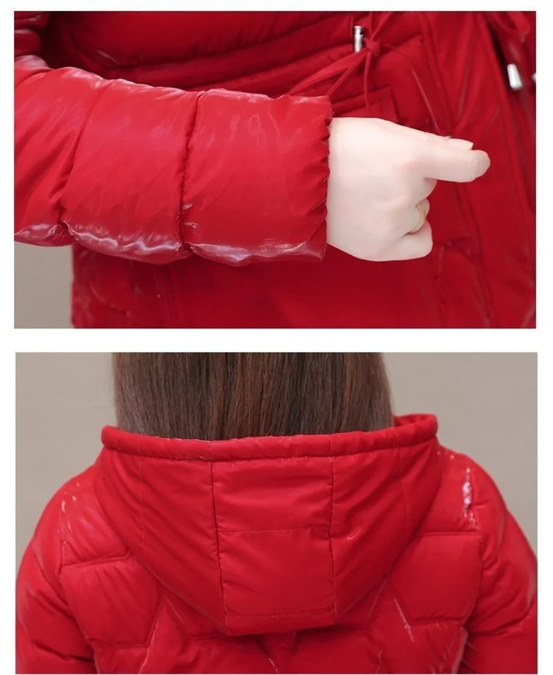 New 2025 Shiny Down Cotton Coat Women Korean Winter Thick Warm Long Hooded Parkas Female Casual Windproof Jackets Ladies Outerwe