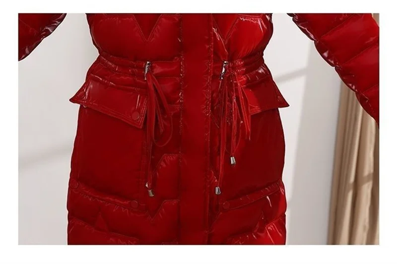 New 2025 Shiny Down Cotton Coat Women Korean Winter Thick Warm Long Hooded Parkas Female Casual Windproof Jackets Ladies Outerwe