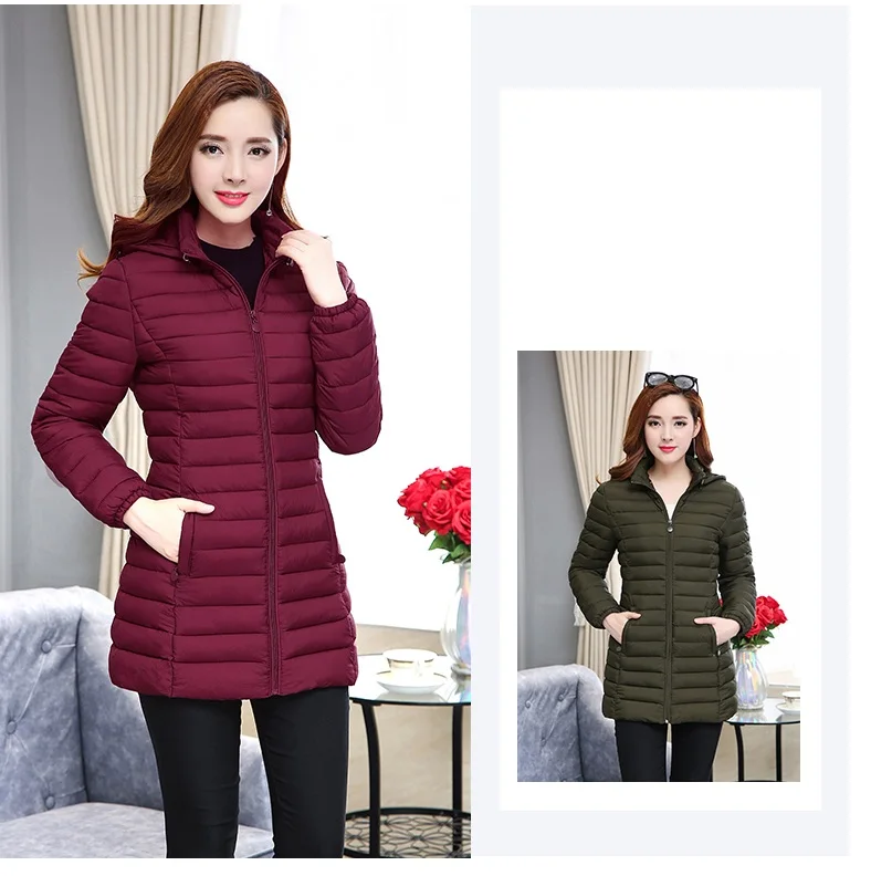 Winter Women Jacket Detachable Hooded Coat 2025 New Korean Thick Cotton Down Long Coat Women Slim Warm Female Outwear Tops 6XL