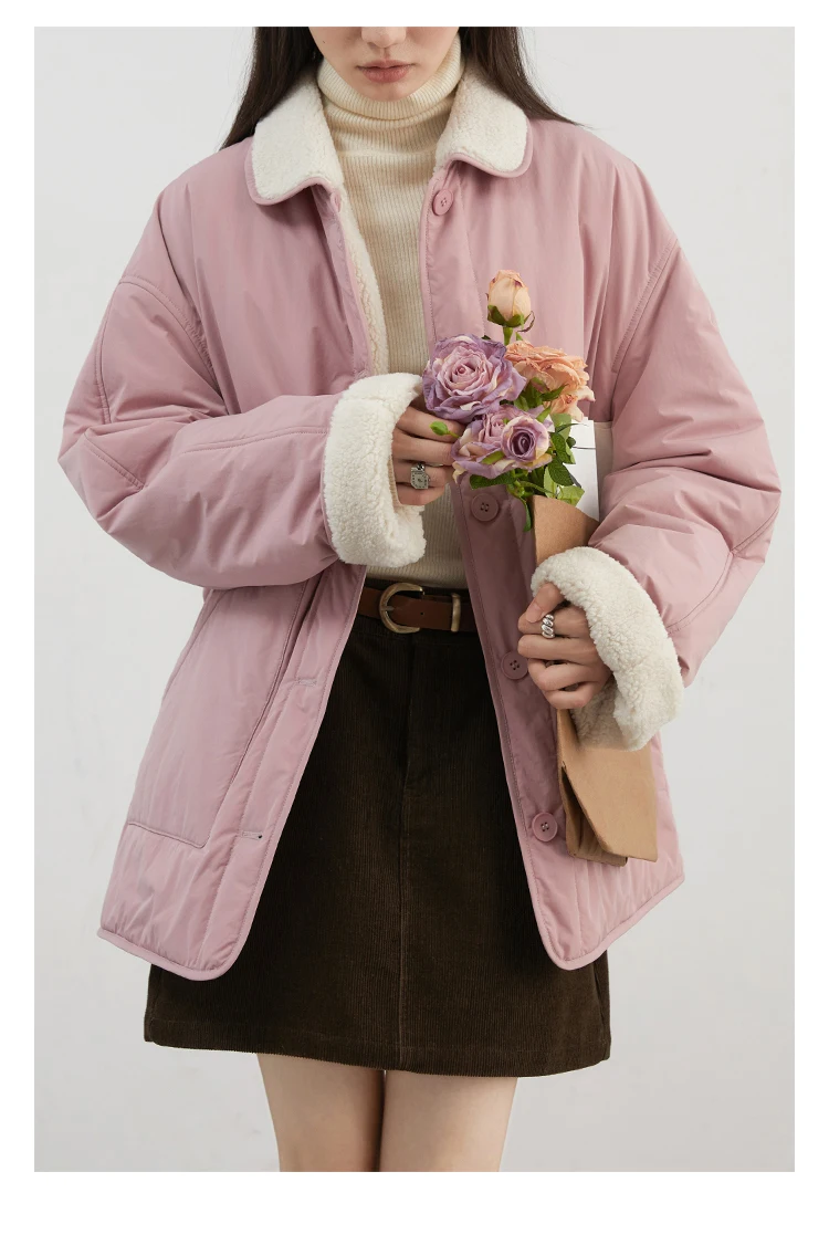 CHIC VEN New Korean Women Parkas Single Breasted Loose Casual Thick Female Jacket Reversible Coat Winter 2025