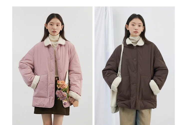 CHIC VEN New Korean Women Parkas Single Breasted Loose Casual Thick Female Jacket Reversible Coat Winter 2025