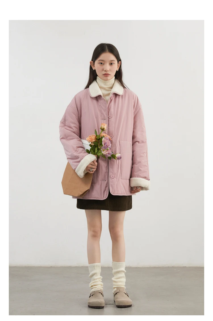 CHIC VEN New Korean Women Parkas Single Breasted Loose Casual Thick Female Jacket Reversible Coat Winter 2025