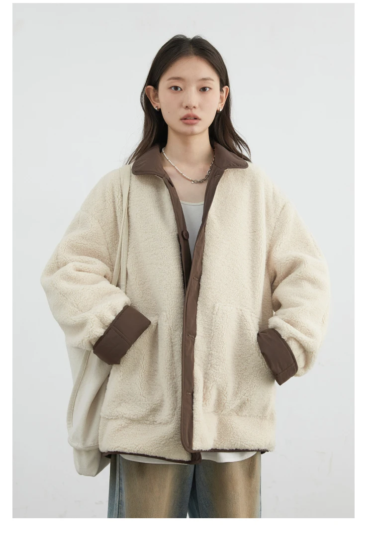 CHIC VEN New Korean Women Parkas Single Breasted Loose Casual Thick Female Jacket Reversible Coat Winter 2025