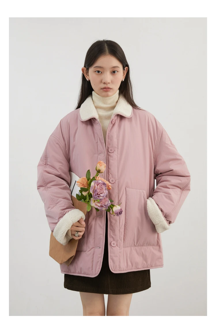 CHIC VEN New Korean Women Parkas Single Breasted Loose Casual Thick Female Jacket Reversible Coat Winter 2025