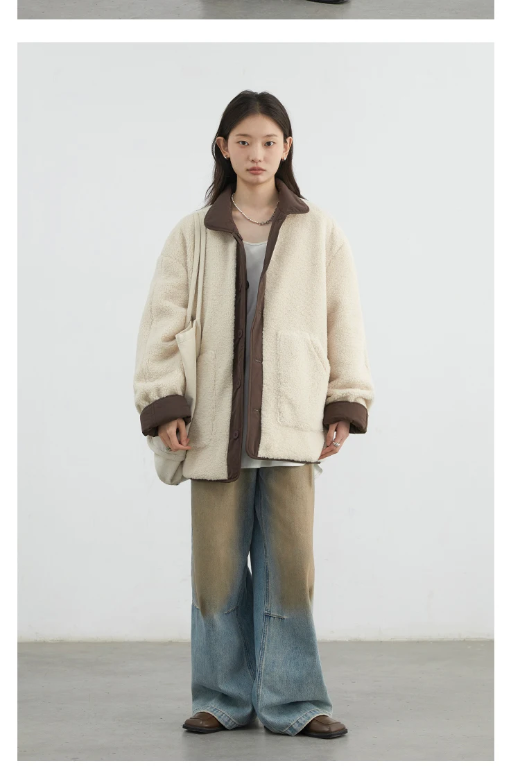 CHIC VEN New Korean Women Parkas Single Breasted Loose Casual Thick Female Jacket Reversible Coat Winter 2025