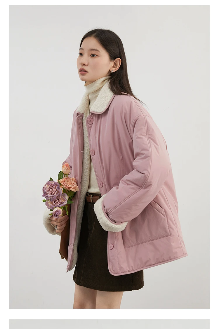 CHIC VEN New Korean Women Parkas Single Breasted Loose Casual Thick Female Jacket Reversible Coat Winter 2025