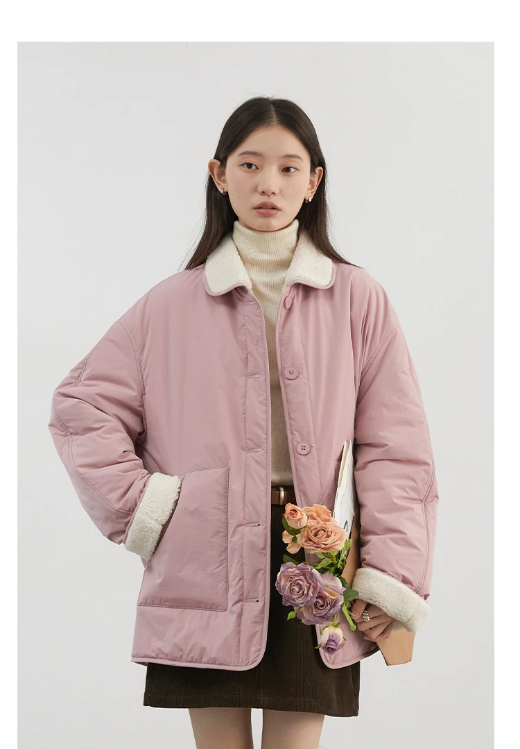 CHIC VEN New Korean Women Parkas Single Breasted Loose Casual Thick Female Jacket Reversible Coat Winter 2025