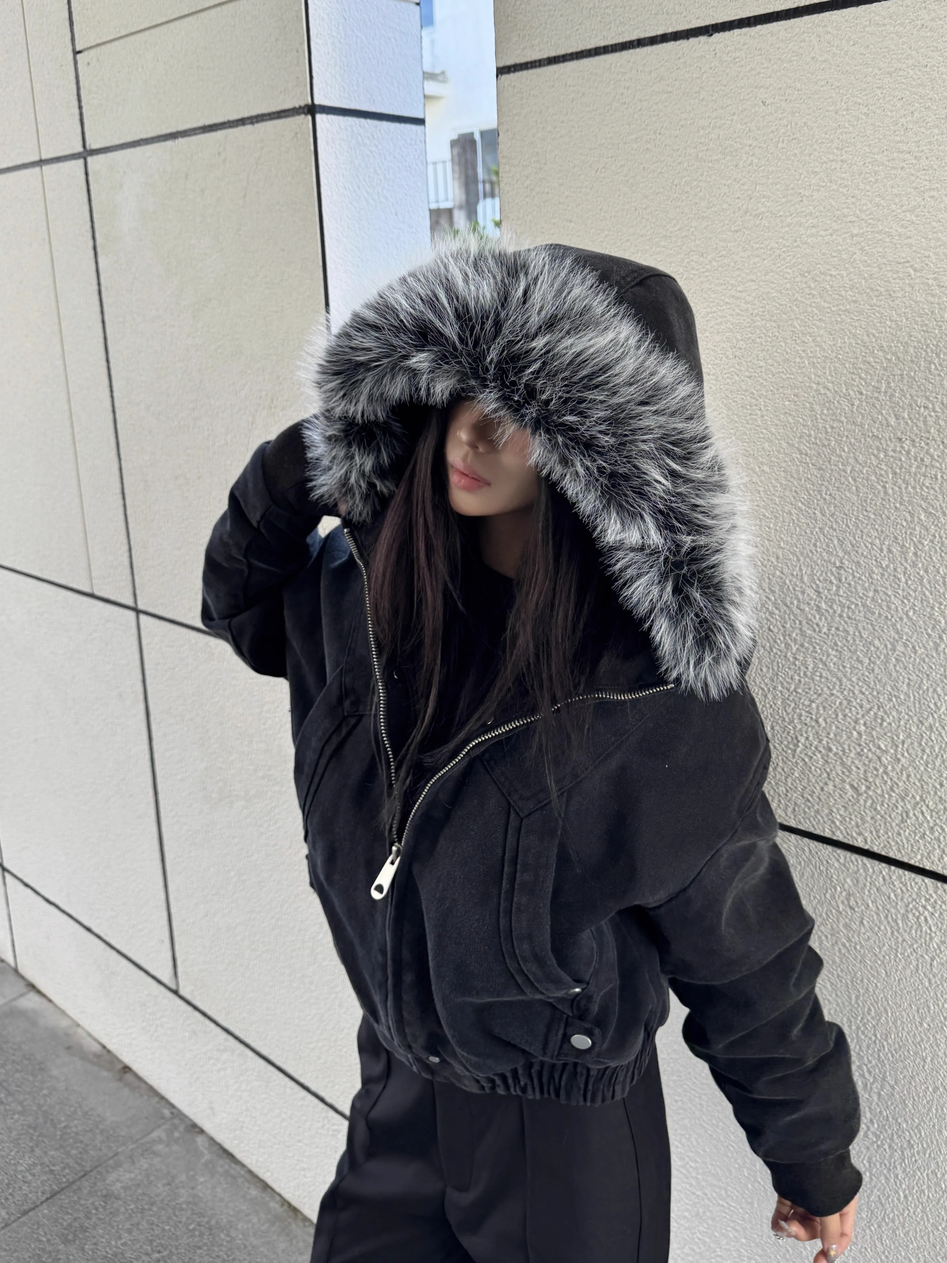Faux Fur Y2K Parkas Gothic Harajuku Subculture Punk Emo Sweatshirts and Jacket American Vintage Coats with Hooded Women's