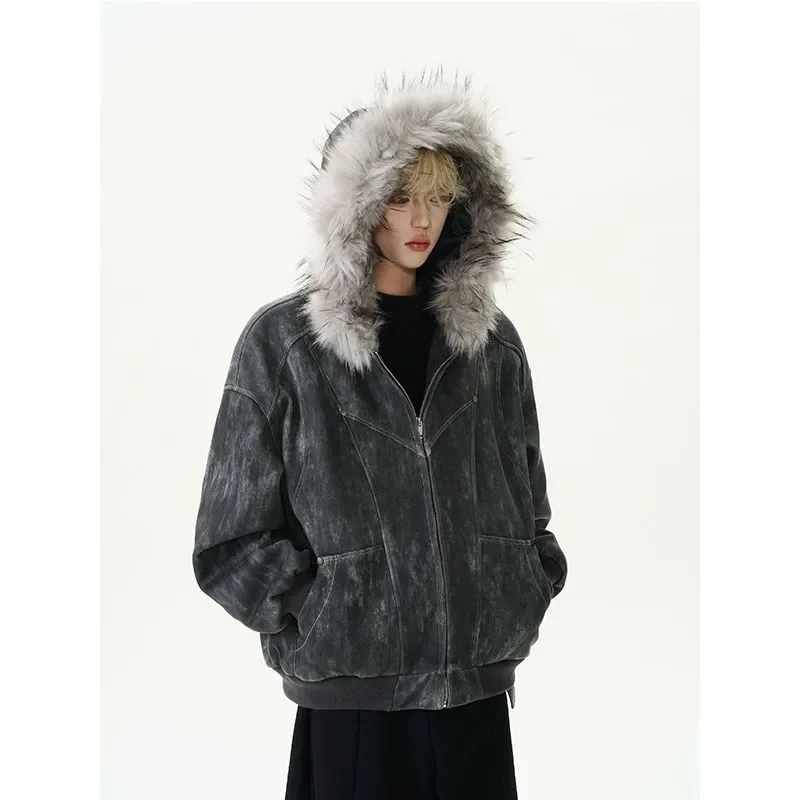 Faux Fur Y2K Parkas Gothic Harajuku Subculture Punk Emo Sweatshirts and Jacket American Vintage Coats with Hooded Women's