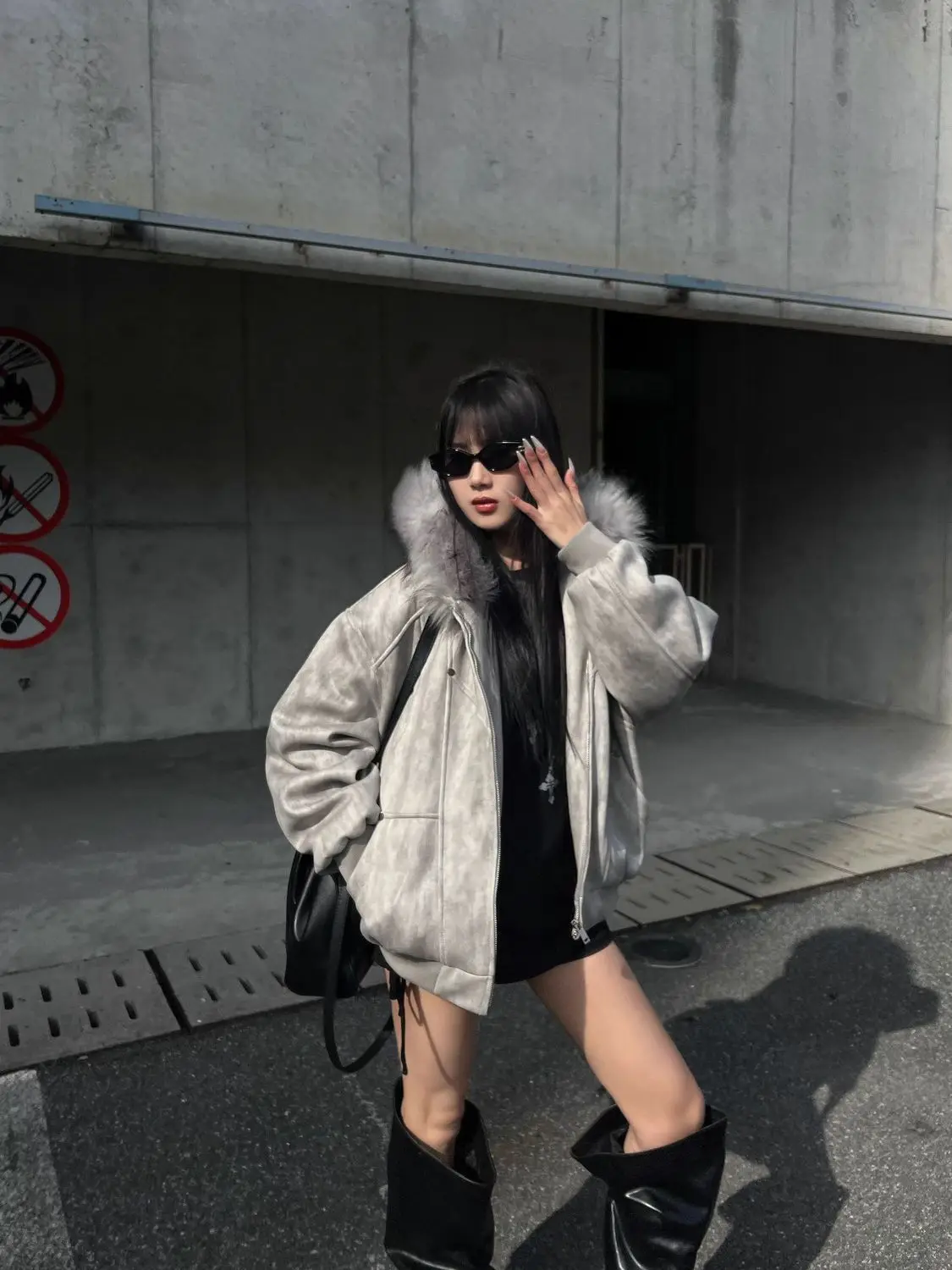 Faux Fur Y2K Parkas Gothic Harajuku Subculture Punk Emo Sweatshirts and Jacket American Vintage Coats with Hooded Women's