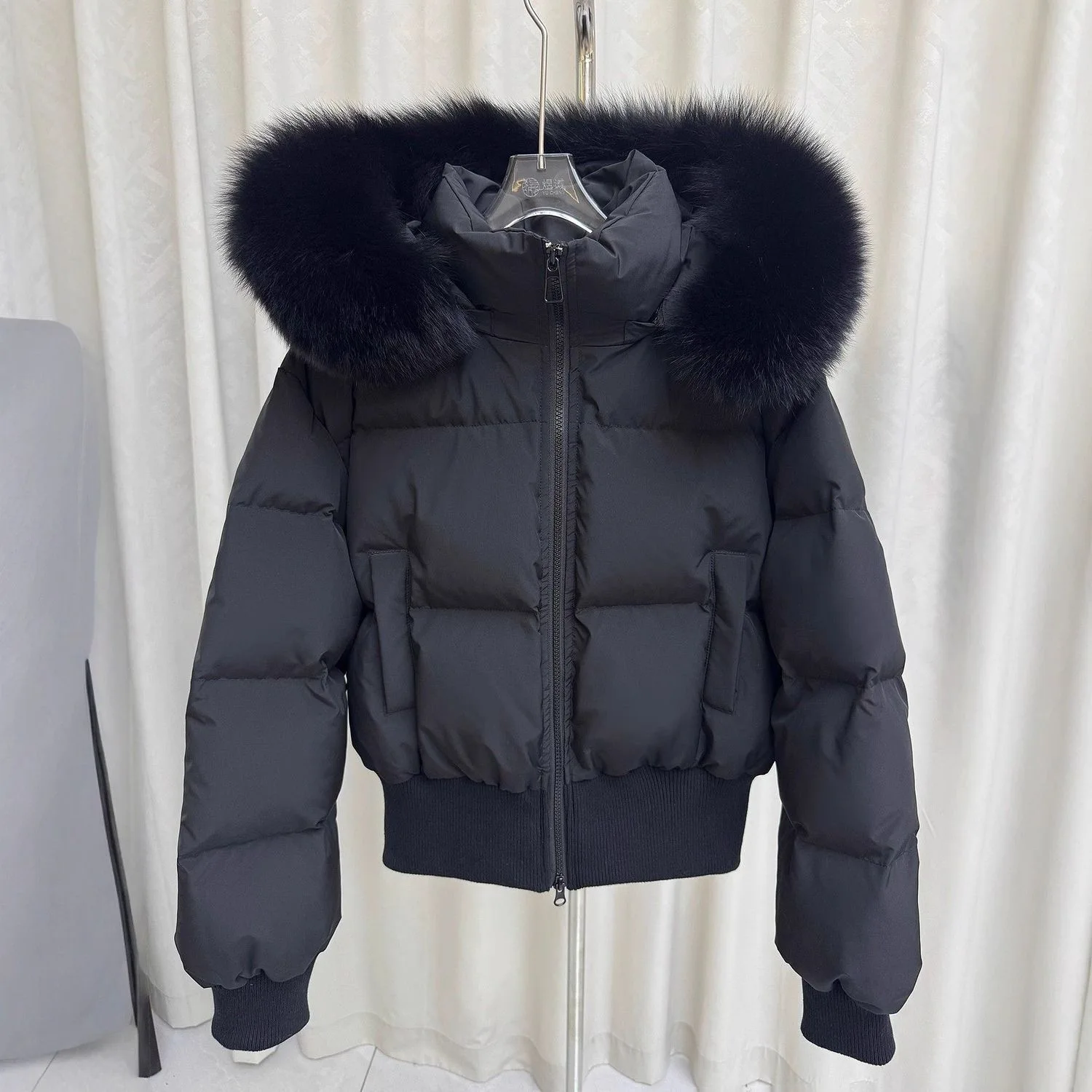 American Vintage Long Sleeve Parkas Faux Fur Collar Women Casual Pure Color Coat Streetwear Zipper Slim Y2k Retro 2025 Autumn